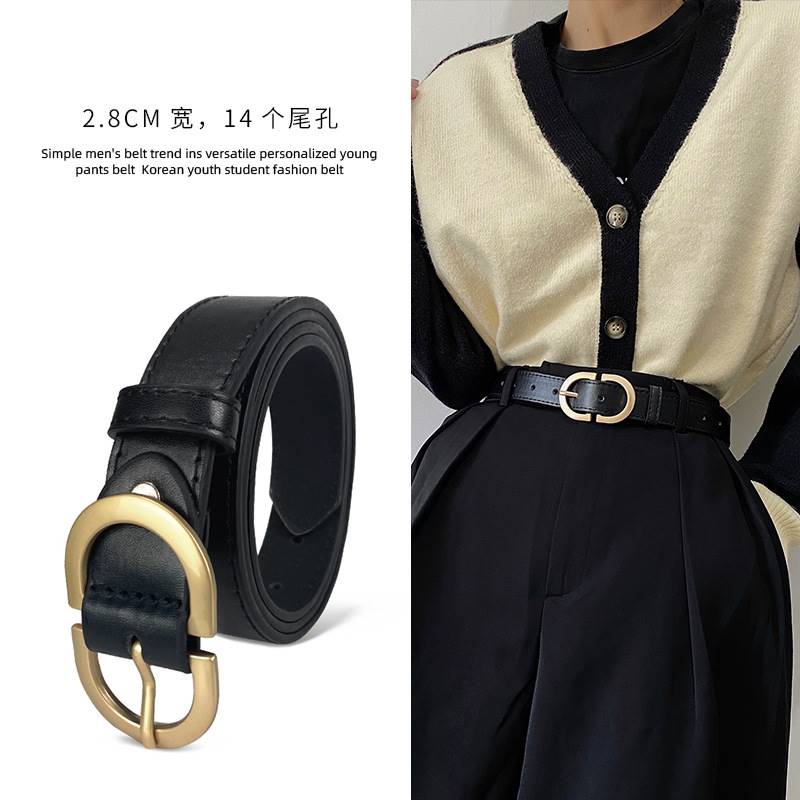 复古细黑色女士皮带针扣