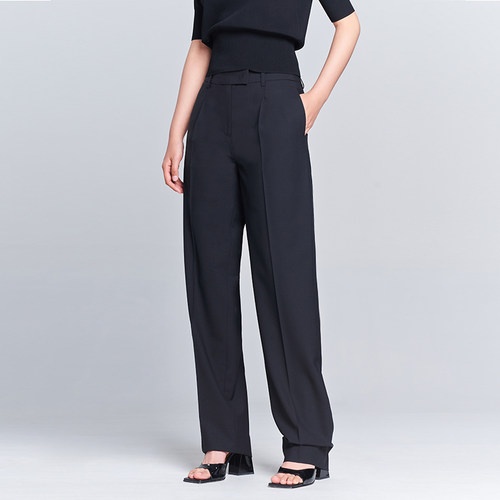 可水洗重工艺符轻薄垂顺直筒长裤