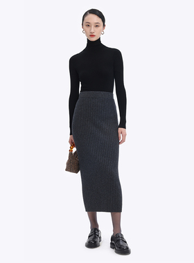 ART CHARACTER/艺符美利奴羊毛直筒针织半身裙女秋冬长裙
