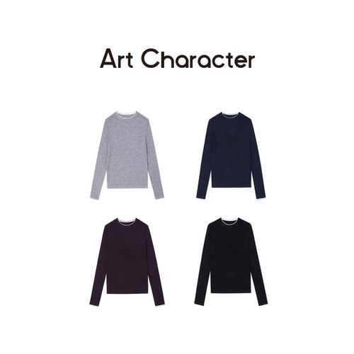 ART CHARACTER/艺符【墨竹】细边假两件打底衫秋季长袖休闲风日常