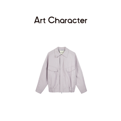 ART CHARACTER/艺符超纤蛋白环保皮革拉链翻领宽松皮衣外套女25秋