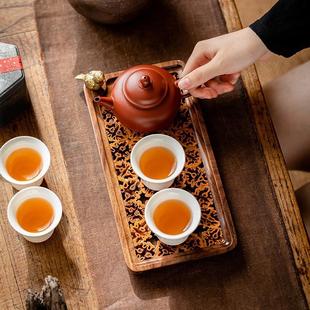 茶具 胡桃木干泡茶盘小型家用茶台核桃高端复古茶杯托盘创意新中式