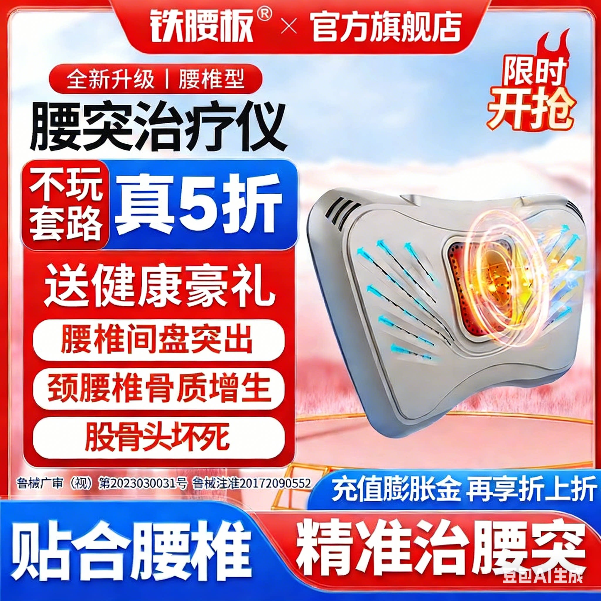 铁腰板官方正品医用中频脉冲磁红外椎间盘突出治疗理疗仪器腰椎型