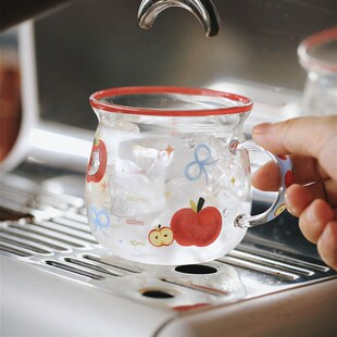 精选泽滕家可爱插画玻璃杯子套装夏天冰镇咖啡冷饮果汁柠檬茶水漱