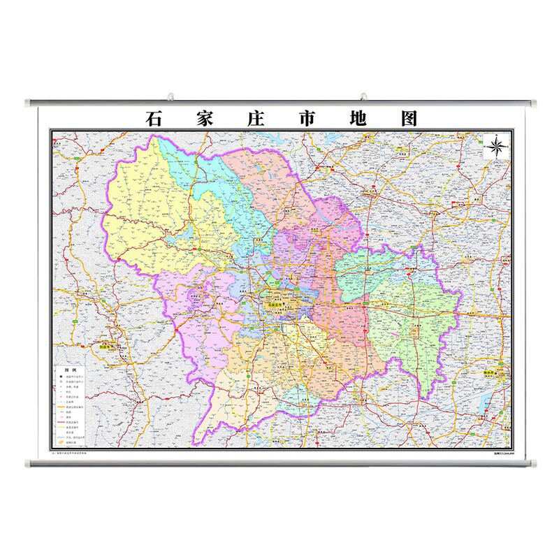 新款石家庄市地图装饰画 画超大墙贴挂图地形行政带框交通旅游办