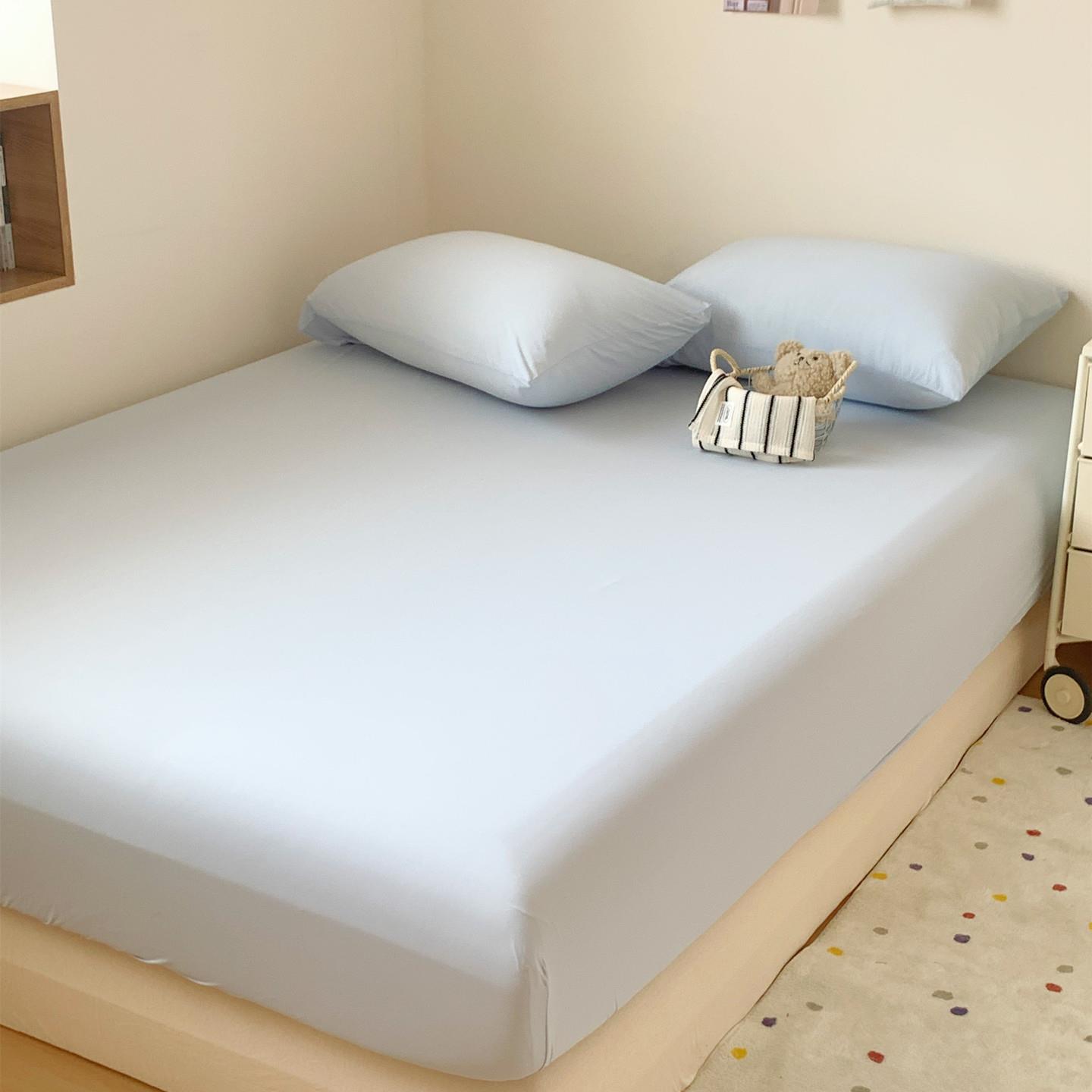 凉感黑科技~小冰皮床笠三件套锦氨凉感丝床垫保护罩1.8米纯色夏天