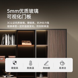 文胜办公室文件柜木质资料柜收纳柜储物柜靠墙落地柜玻璃书柜书架