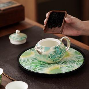 高档银彩釉下彩功夫茶具套装家用客厅陶瓷泡茶壶茶杯送礼logo定制