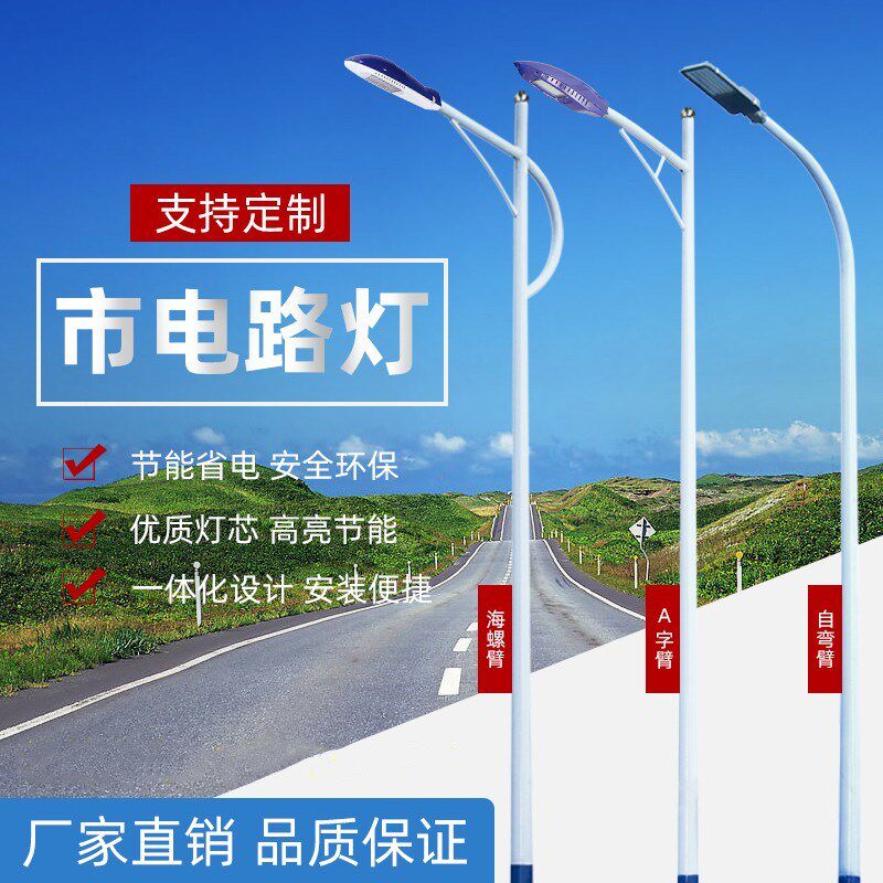高杆灯LED道路灯 户外灯 5米6米7米8米9米单臂路灯 路灯杆 广场灯
