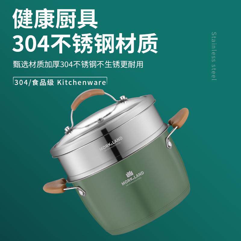 莫克兰德 诺卡304不锈钢汤锅炫彩20cm复底加厚炖锅24cm彩色蒸锅