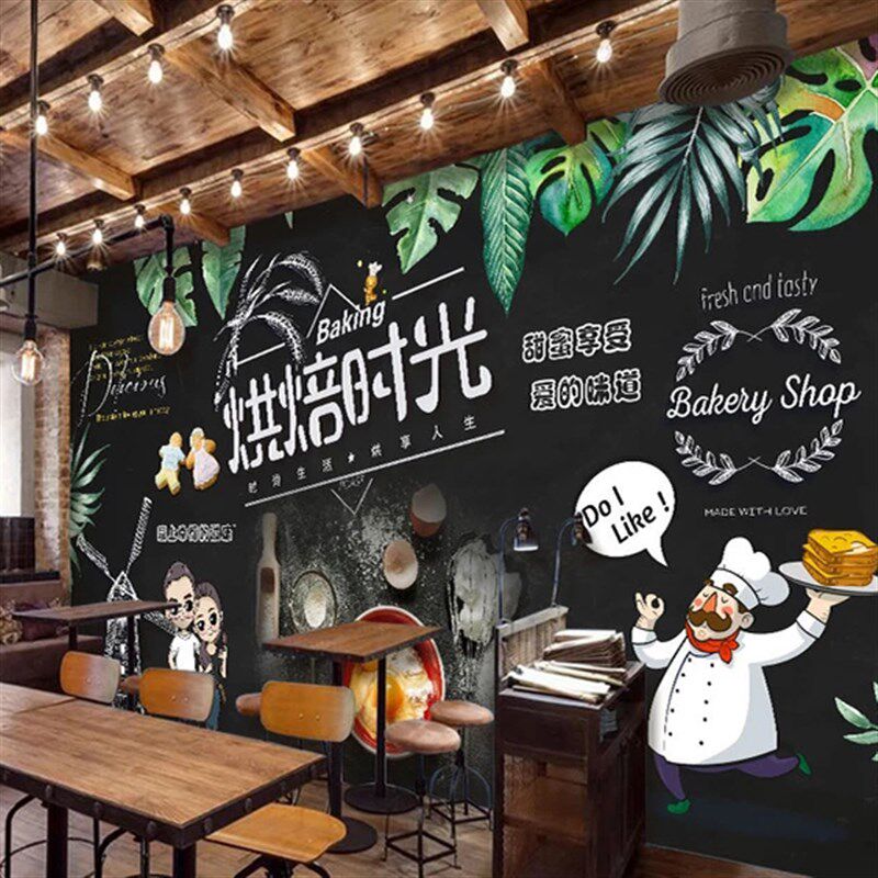 蛋糕房墙面装饰面包店烘焙墙纸自粘背景墙海报贴纸图片墙贴的壁纸