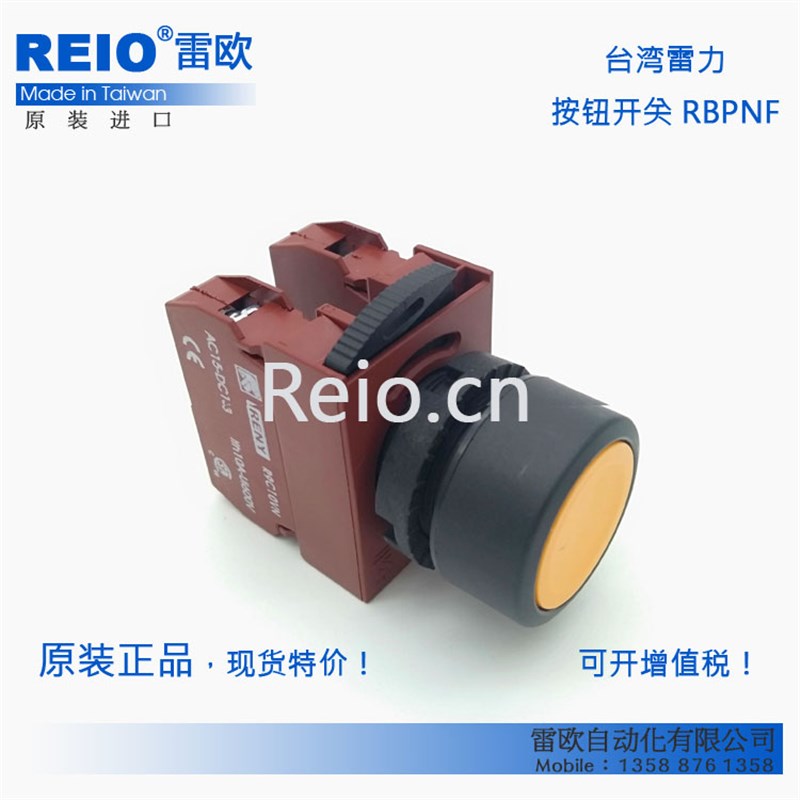台湾雷力原装进口按钮开关 22mm 塑胶平头自复位按钮 RBPNF