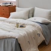 精选ins可爱卡通刺绣60s天丝四件套少女心夏季 冰丝裸睡被套儿童三