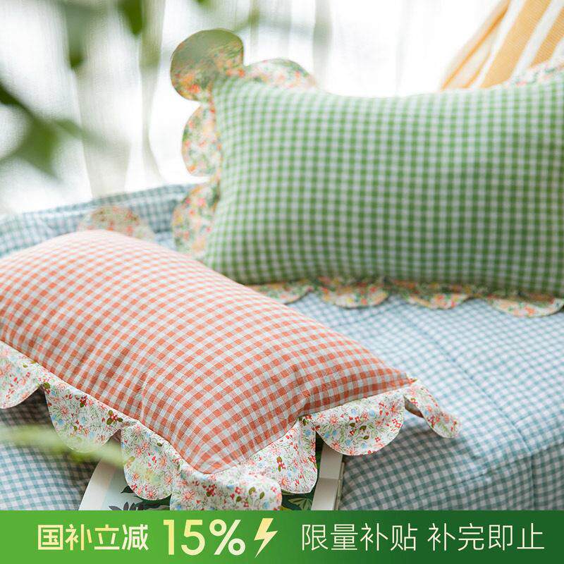 阳春小镇花边枕荞麦壳枕头荞麦皮睡眠护颈椎睡觉专用纯棉学生儿童