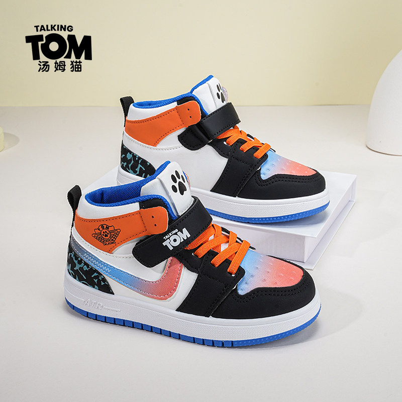 汤姆猫2025新款高帮休闲男童运动鞋青少年防滑板鞋学生中大童潮鞋