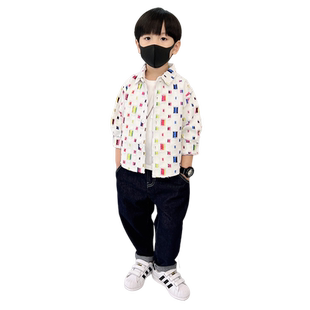 男童花衬衫外套春秋2024新款秋季儿童中小童痞帅男宝宝时尚上衣潮