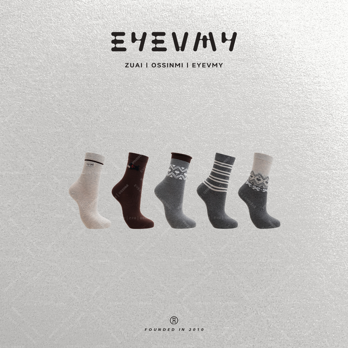 意式花纹宽边袜口纯棉袜LYCJ0131