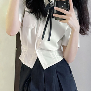 花铃太太白色衬衫基础款上衣短袖款衬衣女学院风夏季新款jk制服