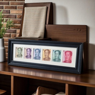 五月画馆中古黑六行人民币相框DIY纪念币送朋友摆件增运多金相框