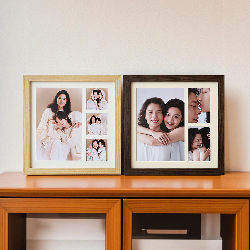 实木相框小九宫格diy照片相框定制情侣婚纱照亲子宝宝B超照片打印