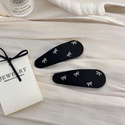 韩式气质百搭黑色布艺水滴BB夹