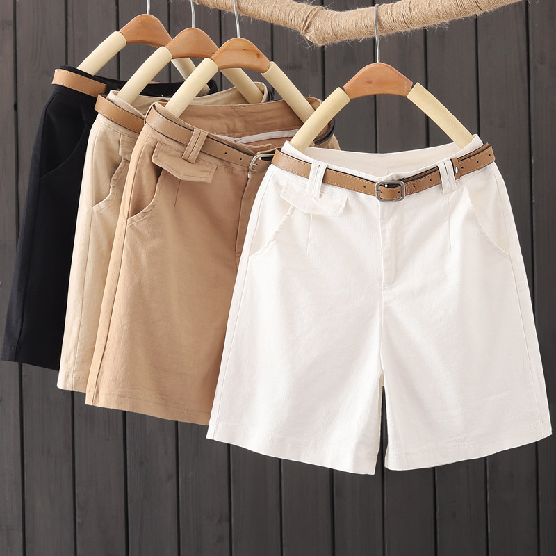 白色西装短裤女2024夏季新款高腰宽松阔腿裤休闲工装裤中裤五分裤