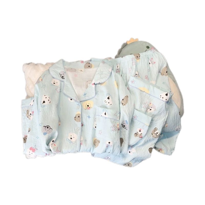 星星小狗云朵棉睡衣女春秋季长袖长裤学生少女感可外穿家居服套装