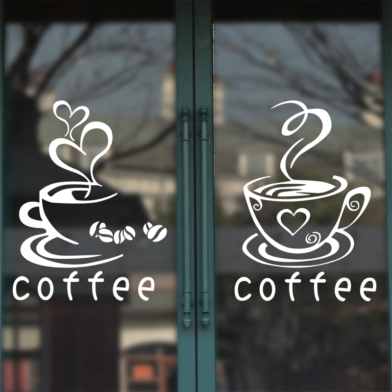 咖啡店coffee甜品店玻璃橱窗招牌贴纸画西餐厅甜品店个性装饰墙贴图片