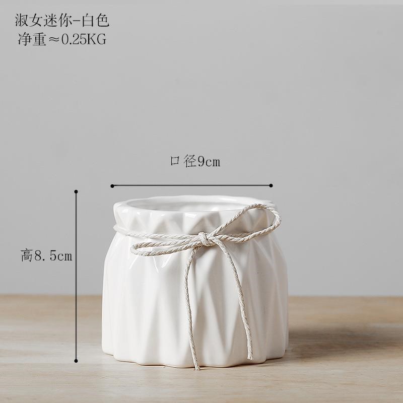 速发新中式陶瓷花瓶白色水培客厅家居简约装饰品绿萝桌面插花摆件
