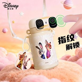 【GM】迪士尼疯狂动物城智能指纹保温杯316不锈钢尼克儿童吸管杯