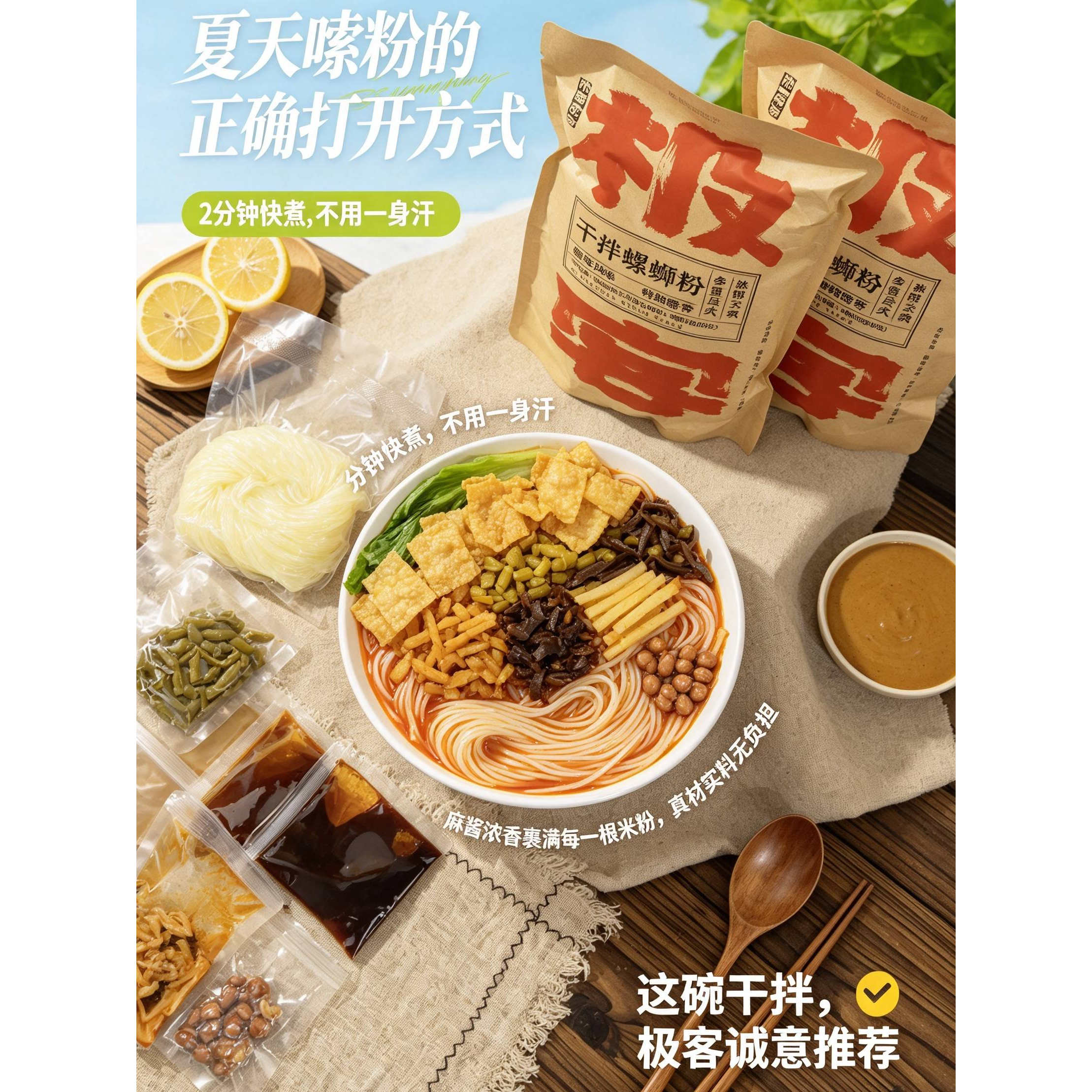 干拌螺蛳粉丨夏日专属 2min快煮粉 浓香麻酱 真材实料 鲜香酸辣爽