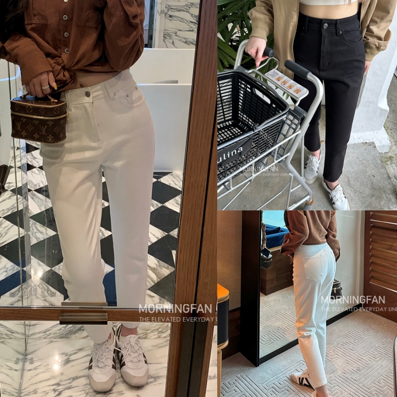 直筒牛仔裤女秋冬季小个子百搭显瘦高腰弹力八九分紧身烟管裤xs码