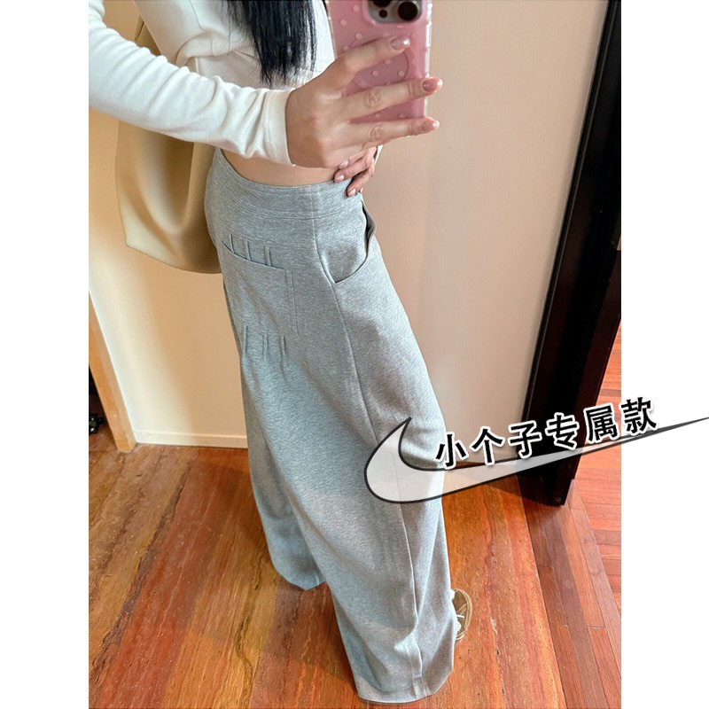 韩版时尚小众设计感阔腿卫裤女早秋低腰宽松百搭垂感弯刀九分长裤图片