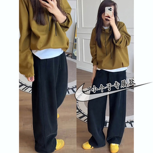 小矮个子155松弛感休闲香蕉裤女秋冬新款高腰宽松阔腿运动裤子xxs