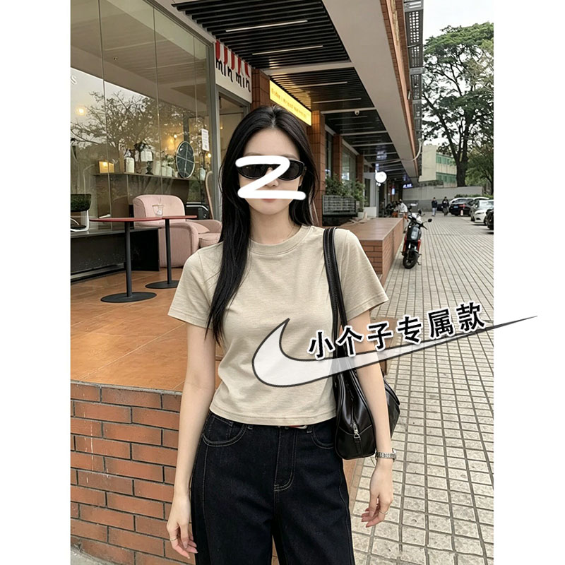145小个子短款简约上衣体t恤女夏季2026新款韩系chic风基础款衬衫