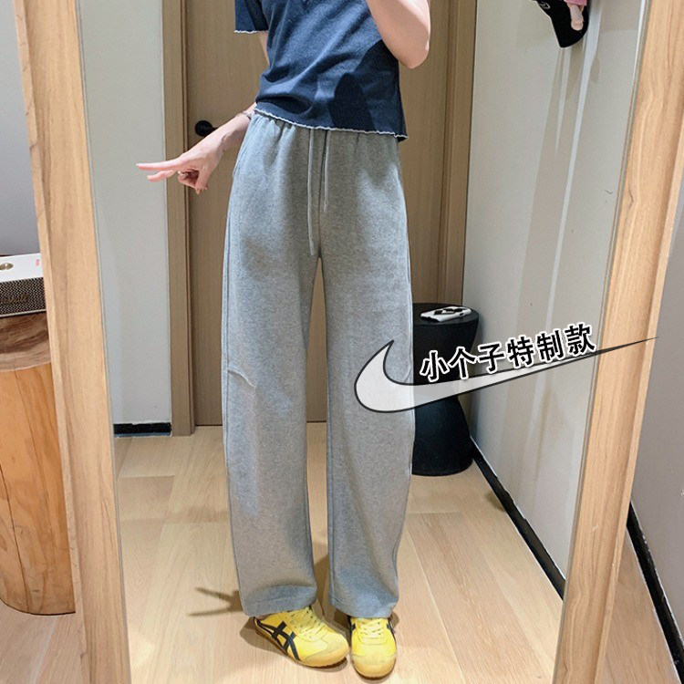 慵懒风灰色休闲运动裤女九分秋季新款小个子145显高宽松阔腿裤xxs