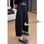女秋季 新款 小个子阔腿奶奶裤 八分休闲哈伦裤 宽松显瘦九分萝卜裤