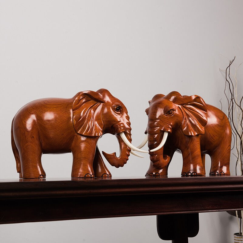 艺永轩木质大象摆件黑檀实木雕刻象工艺品客厅玄关董事长总经理办