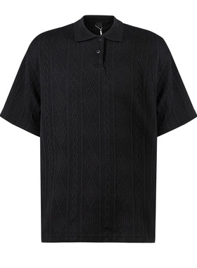 ECLR 老钱风宽松肌理感针织polo衫复古翻领T恤透气短袖