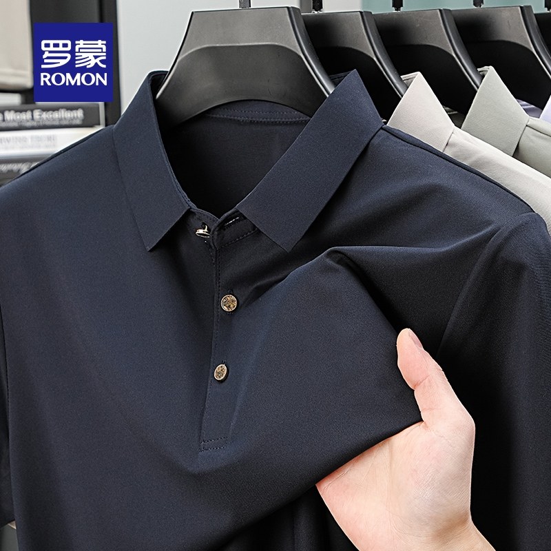 【含桑蚕丝】罗蒙男士商务休闲短袖polo衫2026夏季薄款透气T