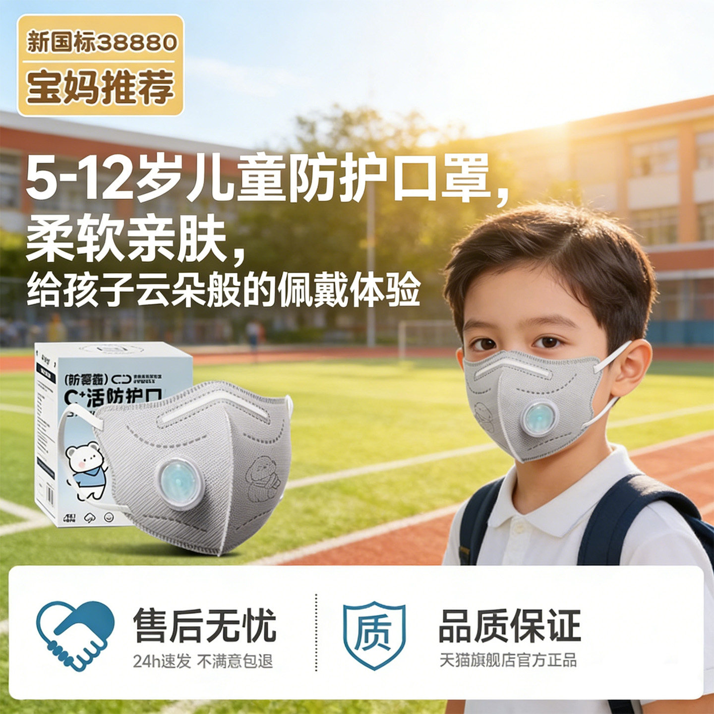 kp95儿童口罩8到12岁独立包装防雾霾专用pm2.50到3岁3-8岁婴幼儿