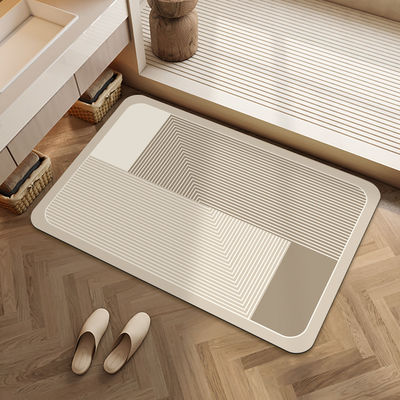 新款 侘寂风线条硅藻泥地垫卫生间浴室吸水垫家用厕所门口防滑速