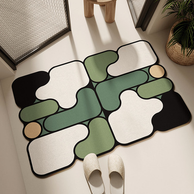 新款 简约抽象高级感门垫淋浴洗漱台吸水防滑垫卫生间硅藻泥地垫