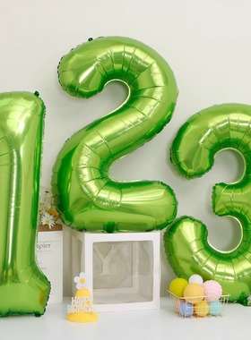 新款 40寸果绿色数字铝膜气球 生日装饰儿童派对野餐拍照大号数字