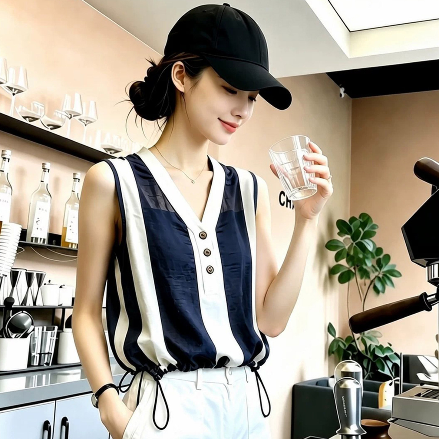 轻熟风V领衬衫女款2026夏季新款图片