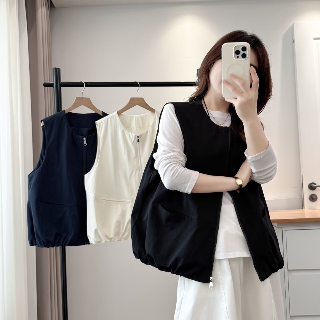 超火小众不撞款马甲外套女款韩版简约拉链宽松百搭无袖叠穿马夹潮