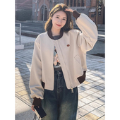 短款 休闲宽松百搭小个子夹克上衣 撞色韩版 卫衣外套女2025秋季 新款