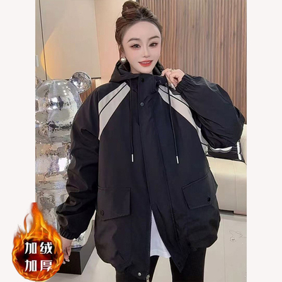 撞色冲锋衣外套女2025年冬季新款