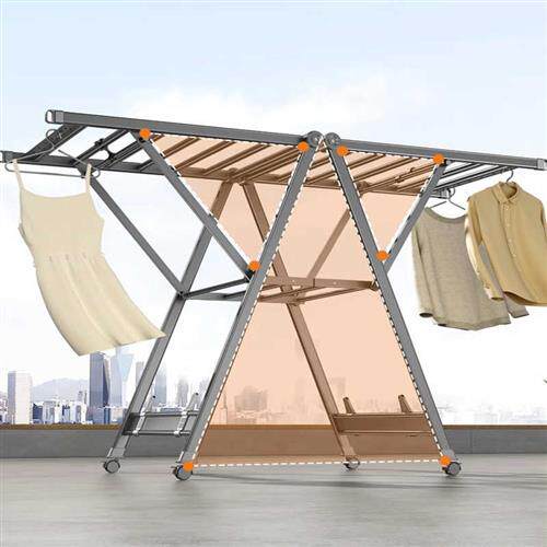 阳台落地移动折叠晾衣架防风晾晒架凉衣架晾衣杆室外多功能晒衣架