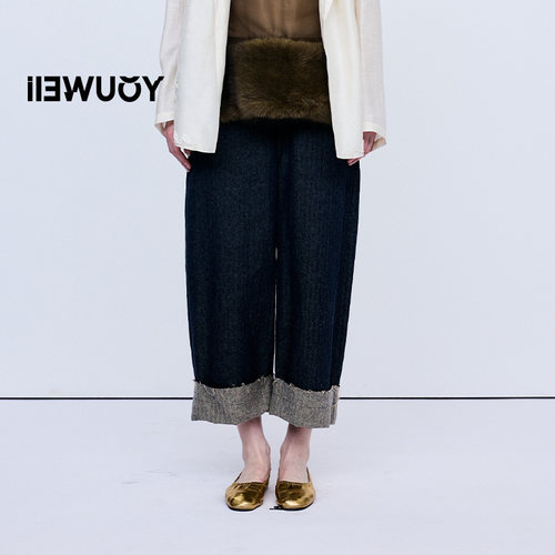 有尾普鲁士亚麻棉八分裤休闲裤